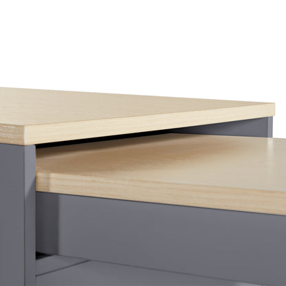 Ausziehbarer Bartisch 118-180cm, Stehtisch mit 6 Ablagefächern, Grau