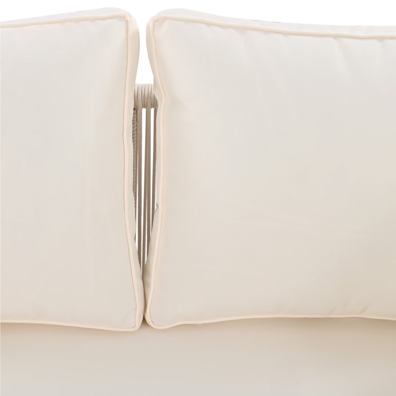 Gartensofa mit 2 Kissen und 2 Polster, Sonnenliege im Außenbereich, Gartenlounge, Kissen sind abnehmbar und waschbar, Beige