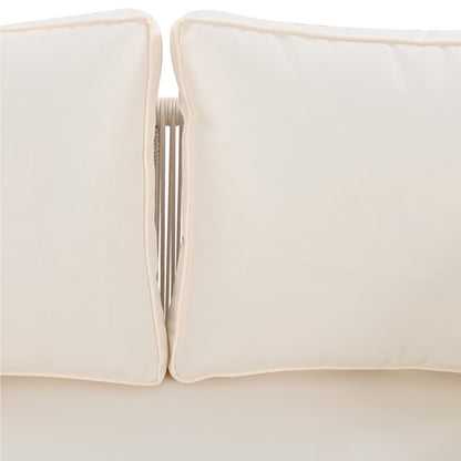 Gartensofa mit 2 Kissen und 2 Polster, Sonnenliege im Außenbereich, Gartenlounge, Kissen sind abnehmbar und waschbar, Beige