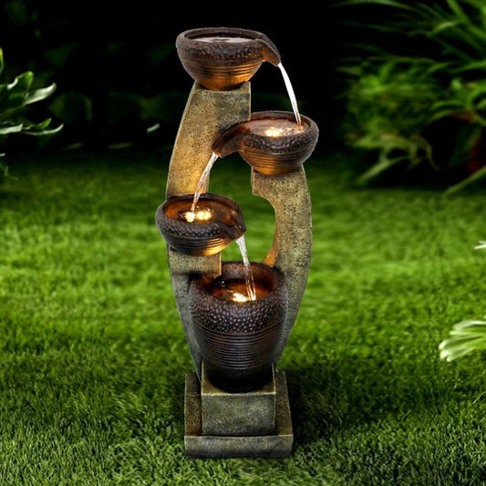40inches Tall Modern Outdoor Garden Fountain with Contemporary Design for Garden, Patio Decor