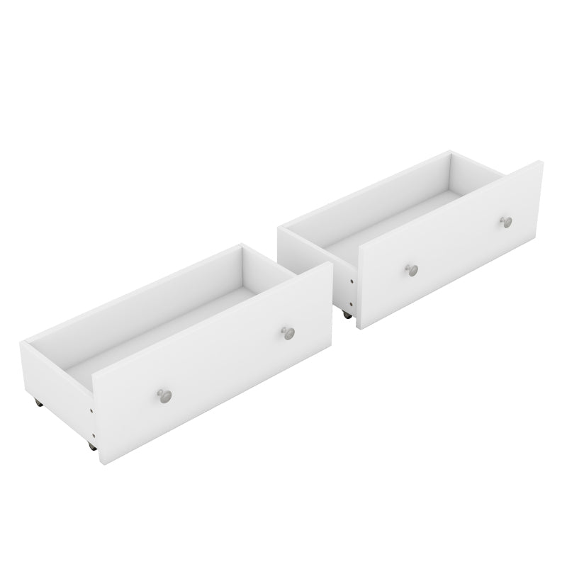160*200cm Doppelbett, Kingsize-Plattformbett mit zwei Schubladen am Fußende des Bettes, Kopfteil mit Stauraum, Weiß