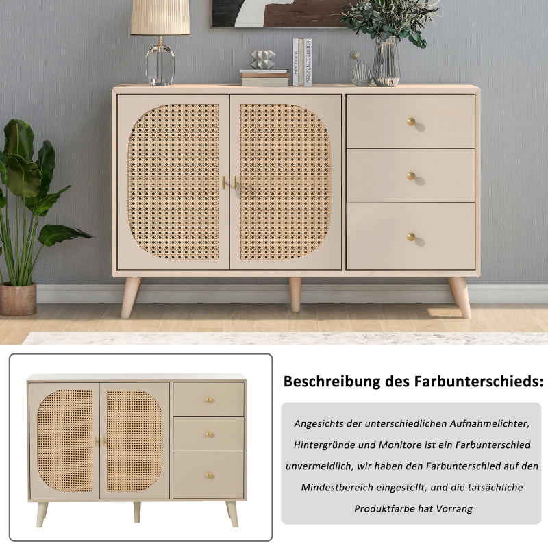 Esszimmer Wohnzimmer Sideboard Kommode Stehschrank Aufbewahrung Sideboard TV-Tisch mit Türen und Schubladen Sideboard mit großem Stauraum Offwhite Creme Breite 120 cm