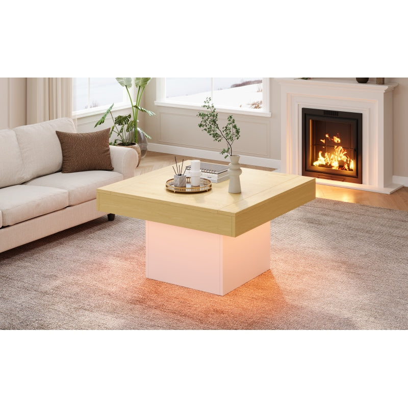 Kreativer LED-Couchtisch in Pilzform, 70x70x40 cm – Stilvoller, quadratischer Beistelltisch, 30 kg Tragkraft, modernes Design für Wohnzimmer