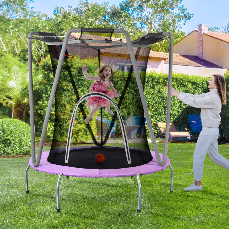 Trampolin Set für den Innen- und Außenbereich, Gewichtskapazität: 50 kg, Größe(H*L): 157x147 cm, Lila/Grau