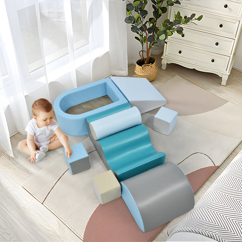 9 TLG Bausteine zum Toben & Klettern. Bausteine für Kinder. Treppen, Rutsche und Bällebad für Kinder für Vorschulkinder und Babys, weiche Bausteine, bunt. Ohne Kugel.
