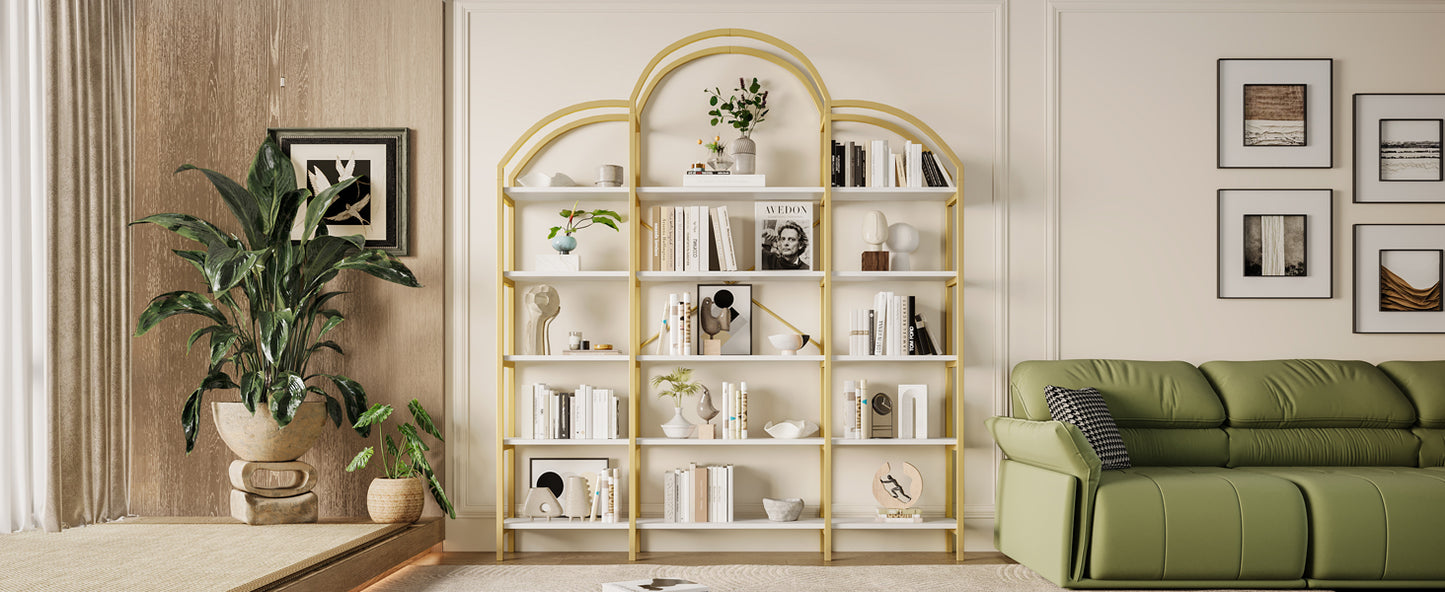 Regal im schlichten Stil, fünf Schichten Stauraum, einzigartige Wolkenform, einfach zu montieren und zu reinigen, Gold + Weiß