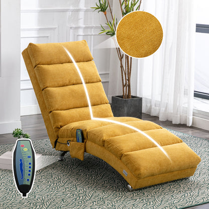 Entspannungsliege Polstersessel Liegesofa mit Vibrationsfunktion Ganzkörper Unterstützung Seitentaschen modernes Design Wohnzimmer Senfgelb