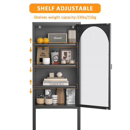 Metall Glas Tür Schaukasten Speicher Schrank – 5-Stufen Würfel Bücherregal Speicher Schrank mit 3 einstellbaren Regalen. Für Küche, Esszimmer, Wohnzimmer, Bad, Home-Office, eisenha, H160cm×B50cm×T35cm