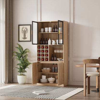 Badezimmerschrank,Spirituosenschrank,Vitrine Vitrinenschrank mit Glastüren und Beleuchtung 180 CM