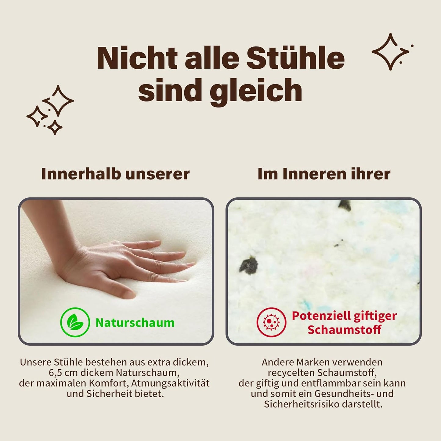 Bürostuhl Ohne Armlehnen,Home Office Stuhl Keine Räder,Heavy Duty Metallbasis,120°Schaukelnder breiter Sitz Ergonomischer Stuhl, Dicken gepolsterte Dreh Eitelkeit Stuhl für Heim und Büro Brown+PU+Metal