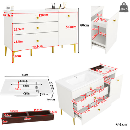 Badezimmerschrank mit Waschbecken, Moderner Stil, Badmöbel, Weiß