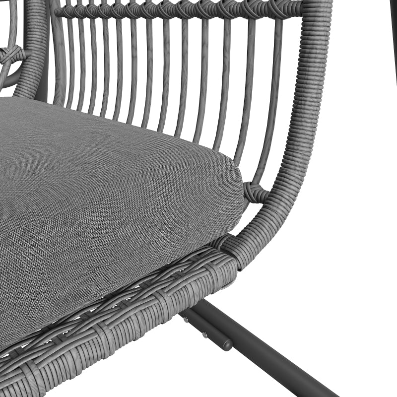 Gartenschaukel, Hollywoodschaukel mit Rückenlehne, Gartenmöbel-Set für den Außenbereich,Doppelschaukel aus PE-Rattan, 2 Sitze, Dunkelgrauer Sitzrahmen und Kissen