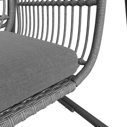 Gartenschaukel, Hollywoodschaukel mit Rückenlehne, Gartenmöbel-Set für den Außenbereich,Doppelschaukel aus PE-Rattan, 2 Sitze, Dunkelgrauer Sitzrahmen und Kissen