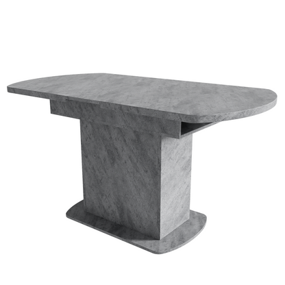 Ausziehbarer ovaler Esstisch, L110/130*W70*H75cm, Betonoptik+silberner Griff