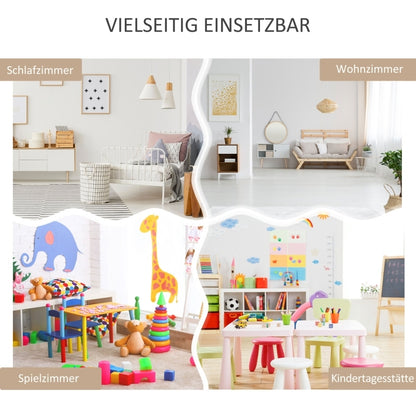 Kinder Bücherregal Kinderregal mit Schublade, 3 Ablagefächern und 2 offenen Fächern, Aufbewahrungsregal für Kinderzimmer, Spielzimmer, Weiß