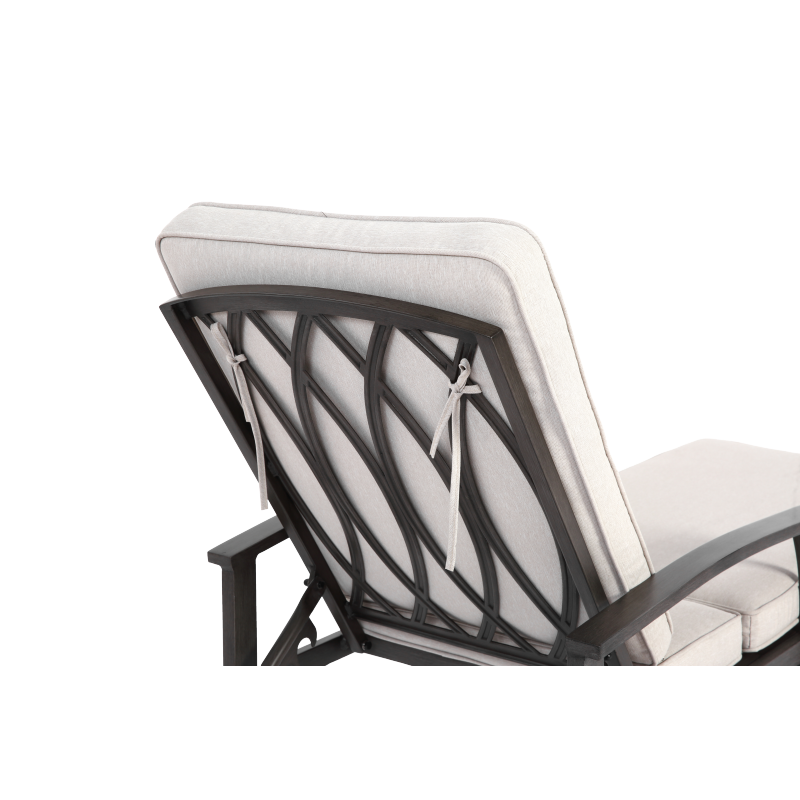 Lounge Patio Chair with Cotton Cushion, Adjustable Reclining Rust-Resistant Aluminum  Poolside Chaise Lounge Furniture, Waterproof Beige Cushion (1pc)