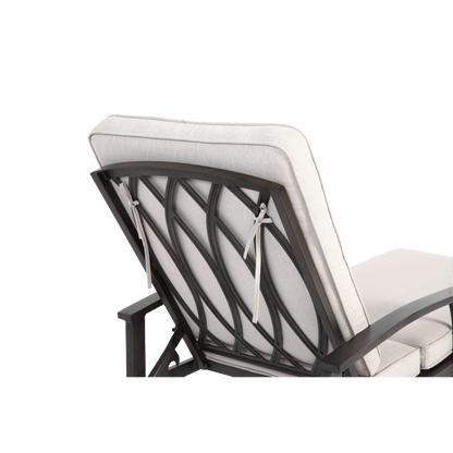 Lounge Patio Chair with Cotton Cushion, Adjustable Reclining Rust-Resistant Aluminum  Poolside Chaise Lounge Furniture, Waterproof Beige Cushion (1pc)