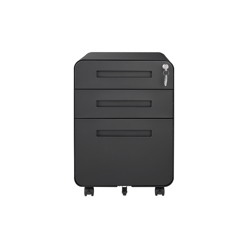 3 Drawer Mobile File Cabinet Under Desk Office,Simple Style Versatile Storage Cabinet for Legal/Letter/A4 Files, 5 Wheel Design Anti-Tilting Cold Rolled Steel Waterproof Moisture-Proof Black
