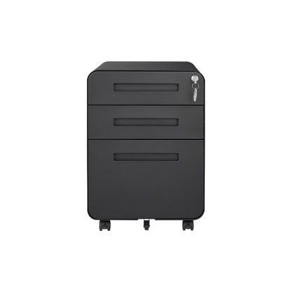 3 Drawer Mobile File Cabinet Under Desk Office,Simple Style Versatile Storage Cabinet for Legal/Letter/A4 Files, 5 Wheel Design Anti-Tilting Cold Rolled Steel Waterproof Moisture-Proof Black