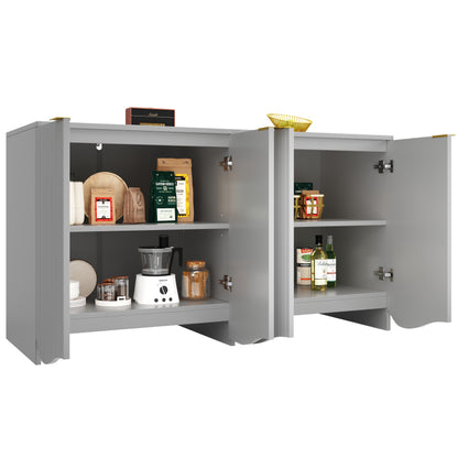 Sideboard(140×40×85cm), buffetschrank, cabinets, Esszimmer Wohnzimmer Aufbewahrungsschränke, Gemusterte Schränke, Freistehende Schränke, Küchenmöbel,Wellenmuster-Design, Grau