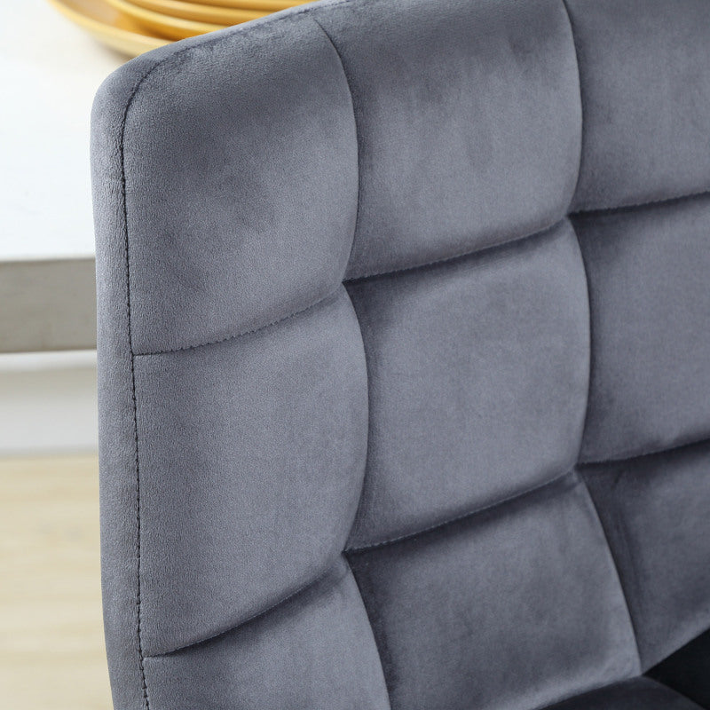 barhocker 2er-Set für Küche, modernes Design mit Samtbezug und Stahlbeinen, rutschfeste Fußkappen, bis 120 kg, Grau