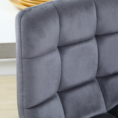 barhocker 2er-Set für Küche, modernes Design mit Samtbezug und Stahlbeinen, rutschfeste Fußkappen, bis 120 kg, Grau