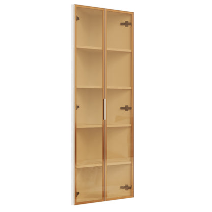 Eckvitrine 62x35x160cm Weiß mit LED – Staubgeschützte Glasvitrine aus Sicherheitsglas & MDF, moderner Eckschrank mit Soft-Close-Türen