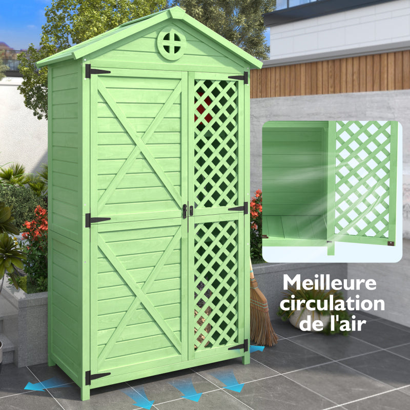 Outdoor Holz Gartenmöbel Aufbewahrungsschuppen, Werkzeughaus für Garten, Terrasse, verblassungsfrei, wetterfest, wartungsfrei, umweltfreundlich, sicher und geschützt, grün