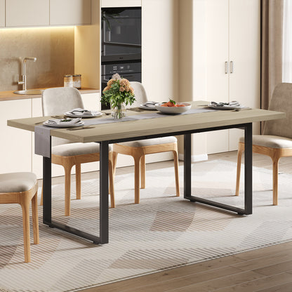 Esstisch 160x80 cm (6-8 Personen), Küchentisch Modern, S-Form Metallgestell, 4 cm Tischplatte, Verstellbare Füße