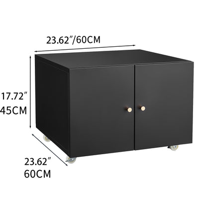 Metal Printer Stand with Storage Mobile Printer Tables for Small Spaces with Door Adjustable Shelf File Cabinet on Wheels for Home Office (Black)