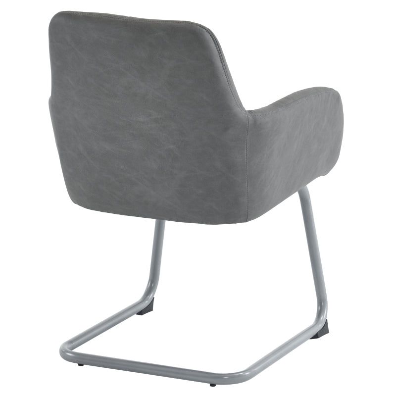 Esszimmerstuhl, 4er set, Sessel mit gewölbten Metallfüßen, grau