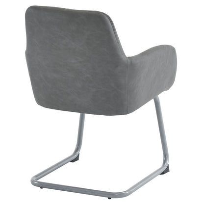 Esszimmerstuhl, 4er set, Sessel mit gewölbten Metallfüßen, grau