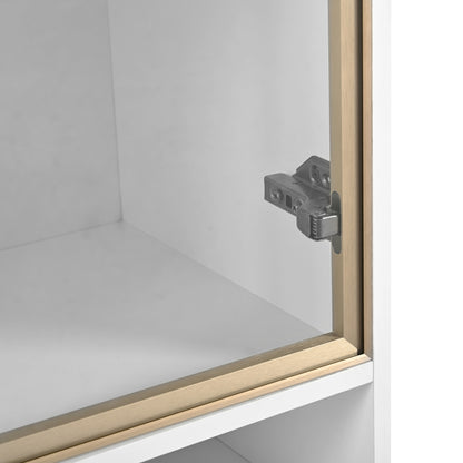 Moderner Weißer Hochschrank mit 16-Farb-LED und Bluetooth – 60×35×180cm
