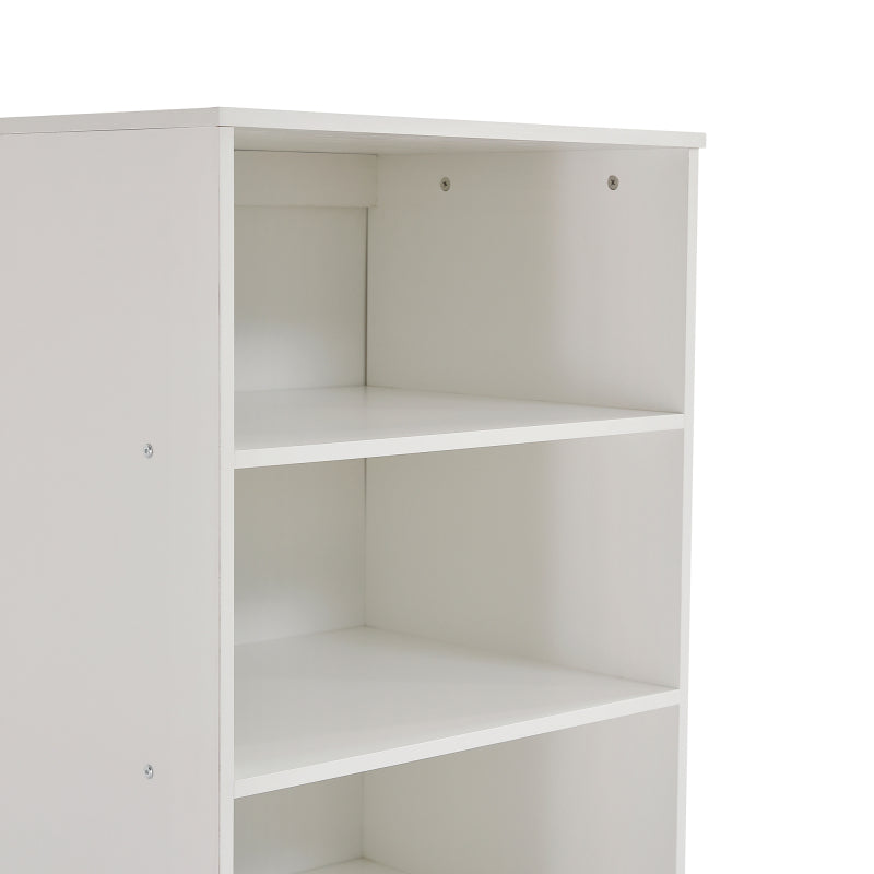 Bücherregal, Regal mit drei Einlegeböden und einer Schublade, geräuschlosen Gleitern, Schlafzimmer, Wohnzimmer, MDF, Weiß