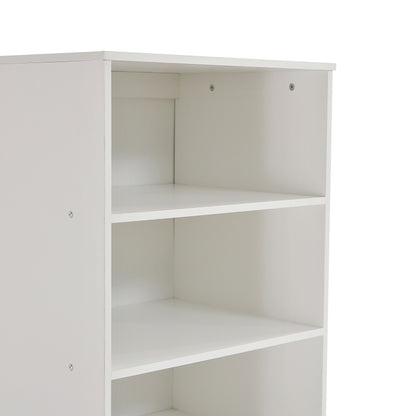 Bücherregal, Regal mit drei Einlegeböden und einer Schublade, geräuschlosen Gleitern, Schlafzimmer, Wohnzimmer, MDF, Weiß