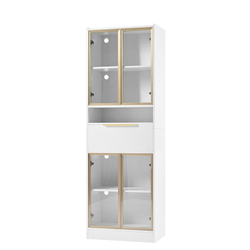 Moderner Weißer Hochschrank mit 16-Farb-LED und Bluetooth – 60×35×180cm