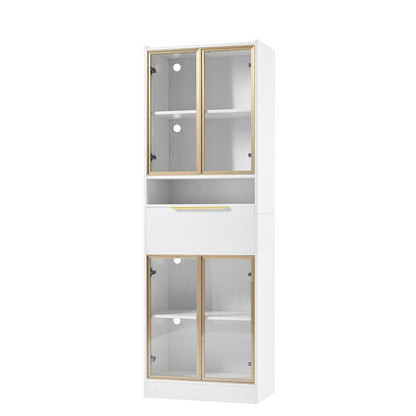 Moderner Weißer Hochschrank mit 16-Farb-LED und Bluetooth – 60×35×180cm