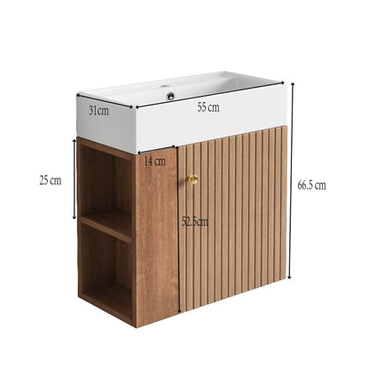Badezimmermöbel Waschbecken mit Waschtischunterschrank 55 cm , Waschtischunterschrank hängend weiß , Kleine Gästebadmöbel