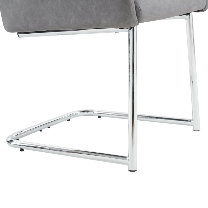 2er Set Esszimmerstühle mit vertikalen Streifen, Kunstleder, grau