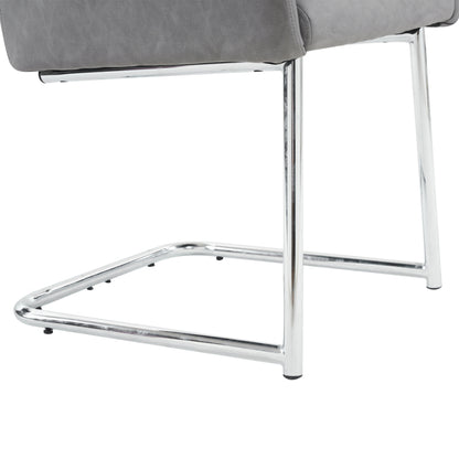 2er Set Esszimmerstühle mit vertikalen Streifen, Kunstleder, grau