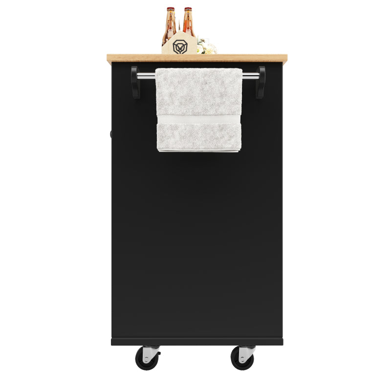 Moderne Kücheninsel (127×46×91,5cm) Küchenschrank Essschrank mit Holzmaserung Esswagen mit multifunktionalem Stauraum und herausnehmbaren Trennwänden, schwarz