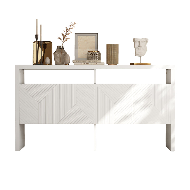 Kommode / Sideboard / Flurschrank mit 2 offenen Fächern und 4 Türen, Weiß