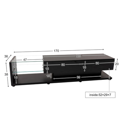 TV-Schränke, Lowboards, Hochglanz-Wohnzimmermöbel. Glastrennwände und variable LED-Beleuchtung. Es verbindet natürlichen, rustikalen Stil mit modernem Design.