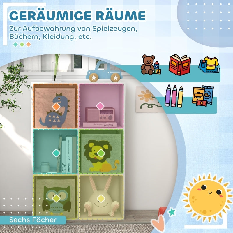 Kinderregal Kinder Bücherregal mit 3 Aufbewahrungsboxen Spielzeugregal Kinderzimmer Regal für Kinderzimmer Weiß+Grau