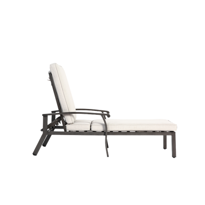 Lounge Patio Chair with Cotton Cushion, Adjustable Reclining Rust-Resistant Aluminum  Poolside Chaise Lounge Furniture, Waterproof Beige Cushion (1pc)