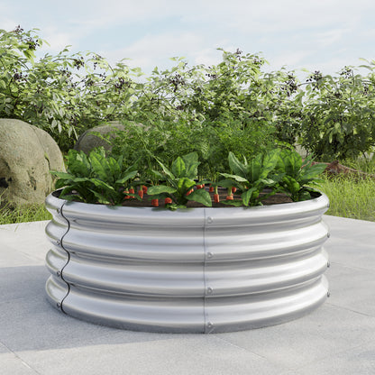 Verzinkt erhöhte Gartenbett, Pflanzer erhöhte Gartenbetten im Freien, Runde Freiheit erhöhte Gartenbetten für Gartenbau Gemüse, Früchte, Blumen, Silber