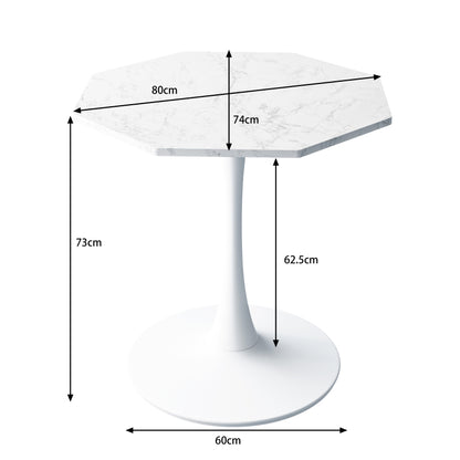 31.50"Modern Octagonal Coffee Table with Printed White Marble Table Top,Metal Base, for Dining Room, Kitchen, Living Room