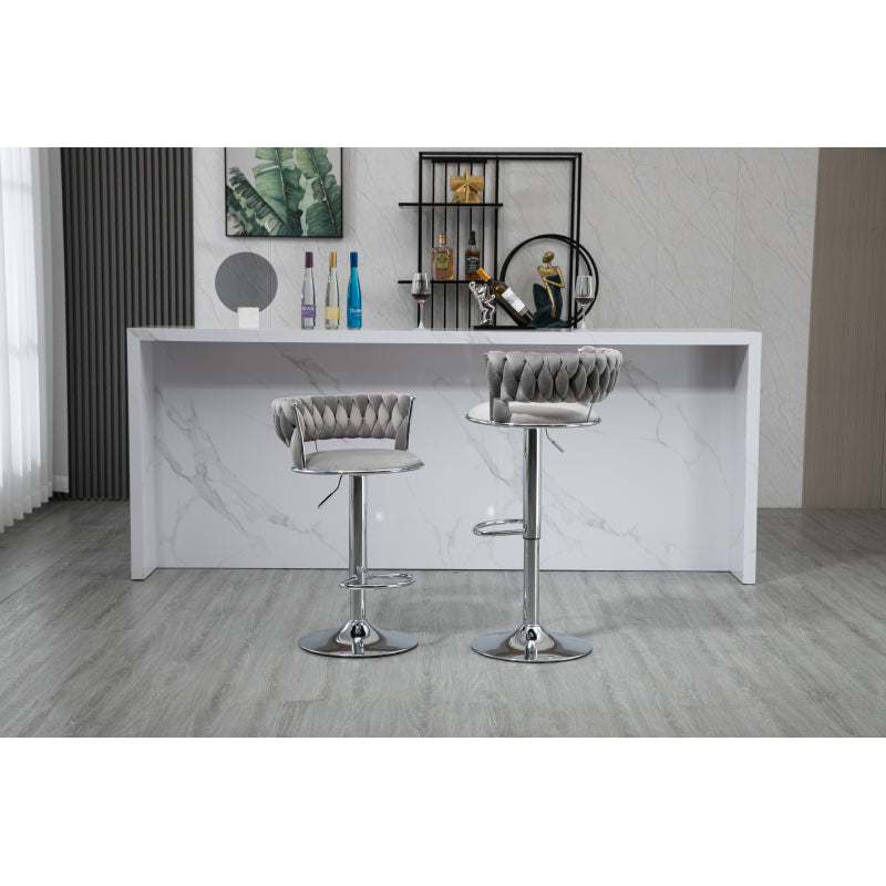 COOLMORE 360 Grad drehbare Barhocker 2 Stück Set höhenverstellbare Stühle mit Fußstütze für Küche, Esszimmer, Insel, Bar, Weinkeller, Büro, Wohnzimmer, Wohnzimmer, Silber, Modern Style, High-End Style