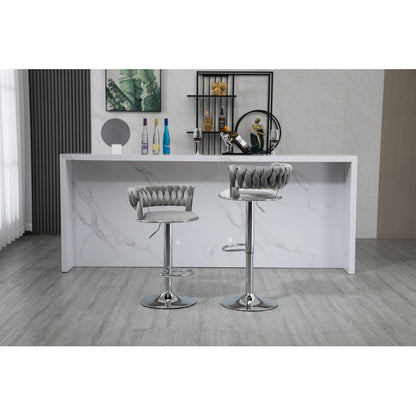 COOLMORE 360 Grad drehbare Barhocker 2 Stück Set höhenverstellbare Stühle mit Fußstütze für Küche, Esszimmer, Insel, Bar, Weinkeller, Büro, Wohnzimmer, Wohnzimmer, Silber, Modern Style, High-End Style