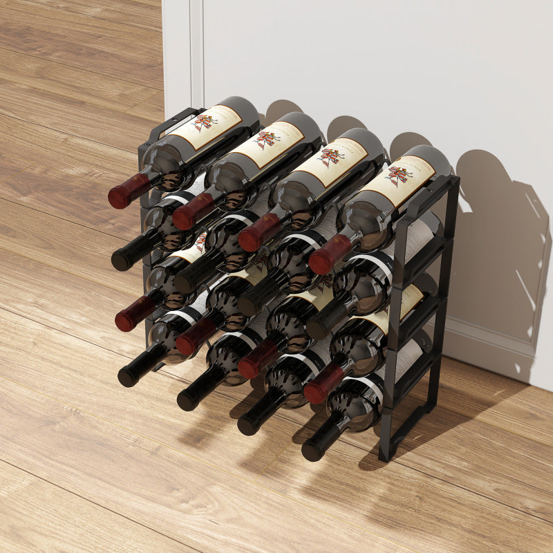 Weinregal Flaschenregal für 16 Weinflaschen, Weinflaschenregal für Küche, Esszimmer Schwarz